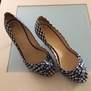 Gingham print Christian Louboutin peep toed shoes
